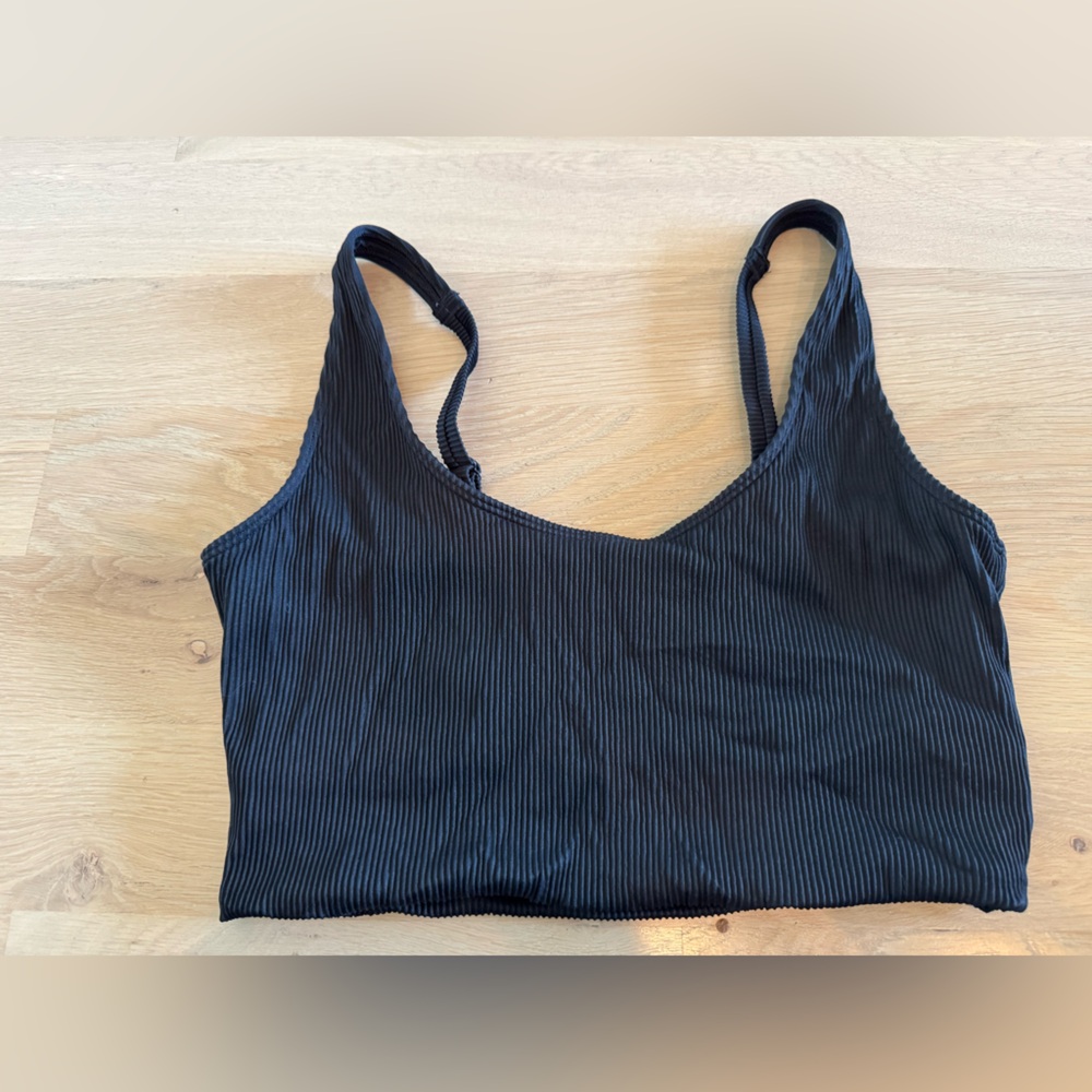 Old navy ribbed scoop neck swim top black size large